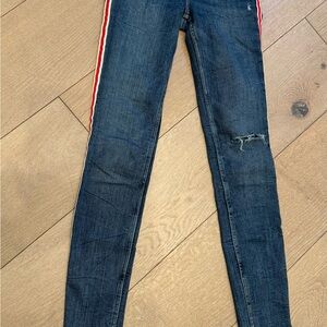 Zara Blue Skinny Jeans with Red Stripe